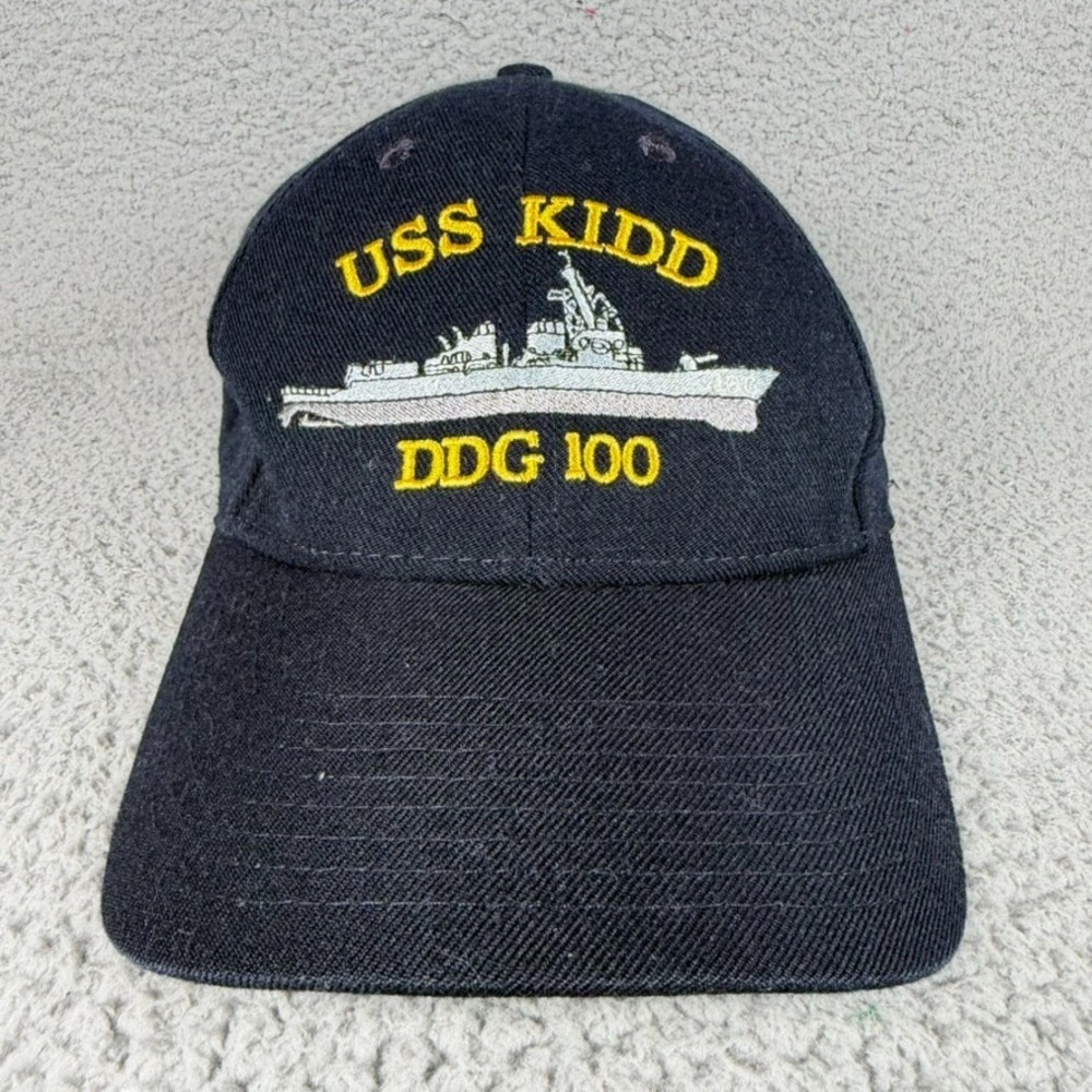 Vintage USS Kidd DDG 100 Navy Cap Unisex Strapback Blue Made in USA Veteran Logo